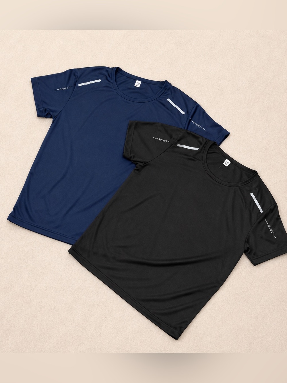 Kids Performance Athletic Shirt Bundle | Black & Navy Crew Neck Tops